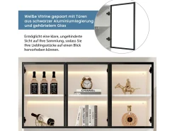 Vitrina*Merax 2 Vitrines altas modernas de vidro - 120 x 36 x 200 cm - com LEDs + 6 portas - para coleções/quarto - aglomerado - Branco