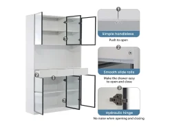 Vitrina*Merax 2 Vitrines altas modernas de vidro - 120 x 36 x 200 cm - com LEDs + 6 portas - para coleções/quarto - aglomerado - Branco