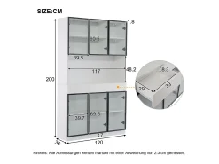 Vitrina*Merax 2 Vitrines altas modernas de vidro - 120 x 36 x 200 cm - com LEDs + 6 portas - para coleções/quarto - aglomerado - Branco