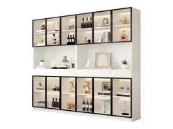 Vitrina*Merax 2 Vitrines altas modernas de vidro - 120 x 36 x 200 cm - com LEDs + 6 portas - para coleções/quarto - aglomerado - Branco