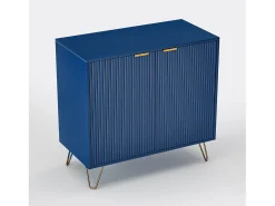 Vitrina* Aparador de cozinha com 2 portas e 2 prateleiras, para cozinha, sala de jantar e sala de estar, , 80x40x78 cm Azul