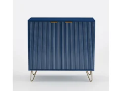 Vitrina* Aparador de cozinha com 2 portas e 2 prateleiras, para cozinha, sala de jantar e sala de estar, , 80x40x78 cm Azul