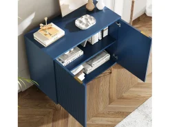 Aparador de Duas Portas em Azul Marinho com Pés Dourados – Design Moderno e Elegante^ Consola