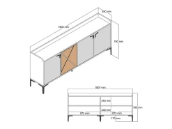 Dmora Aparador Dilici, Buffet de sala de estar, Madia de sala de estar, Despensa de cozinha, 180x35h78 cm, Nogueira e Antracite^ Móvel De Tv