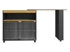 Móvel De Bar*ModernLuxe Aparador、Armário bar giratório e retrátil com LED - compartimentos e suporte para temperos - Preto
