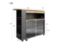 Móvel De Bar*ModernLuxe Aparador、Armário bar giratório e retrátil com LED - compartimentos e suporte para temperos - Preto