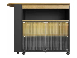 Móvel De Bar*ModernLuxe Aparador、Armário bar giratório e retrátil com LED - compartimentos e suporte para temperos - Preto