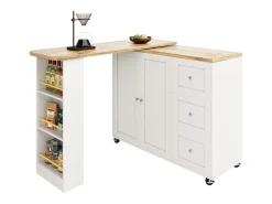 Móvel De Bar*ModernLuxe Aparador、Móvel bar giratório - MDF - 3 gavetas e 2 portas - Branco