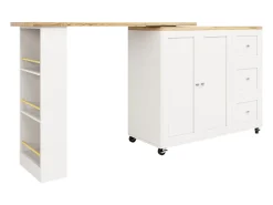 Móvel De Bar*ModernLuxe Aparador、Móvel bar giratório - MDF - 3 gavetas e 2 portas - Branco