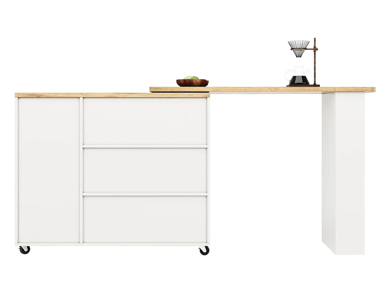 Móvel De Bar*ModernLuxe Aparador、Móvel bar giratório - MDF - 3 gavetas e 2 portas - Branco