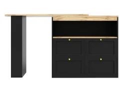 Móvel De Bar|ModernLuxe Aparador、Móvel bar giratório e retrátil - 4 gavetas e 4 compartimentos - Preto