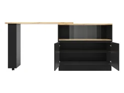 Móvel De Bar|ModernLuxe Aparador、Móvel de bar giratório e retrátil em MDF - amplo espaço de arrumação - estilo contemporâneo - Preto