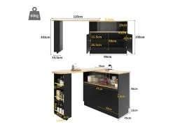 Móvel De Bar|ModernLuxe Aparador、Móvel de bar giratório e retrátil em MDF - amplo espaço de arrumação - estilo contemporâneo - Preto