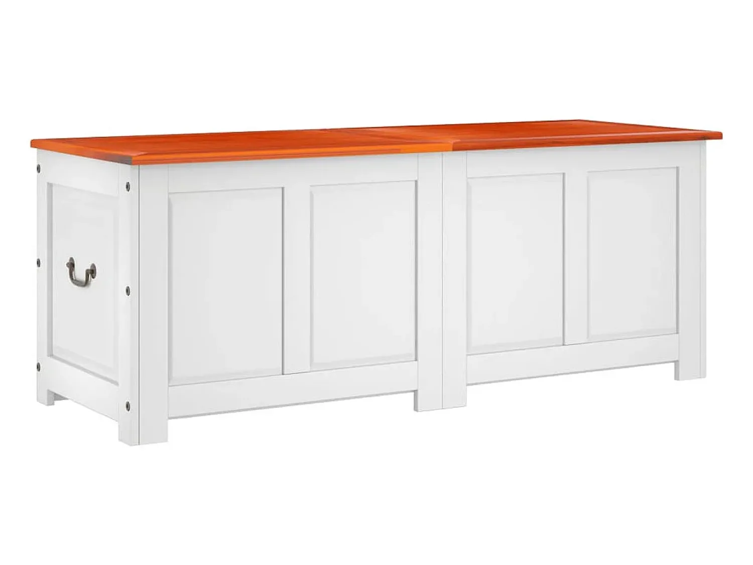 Discount Arca de arrumação c/ tampa acácia maciça castanho e PT694216 Branco