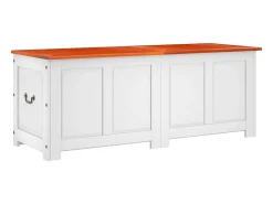 Sale vidaxl Arca de arrumação c/ tampa acácia maciça castanho e Branco