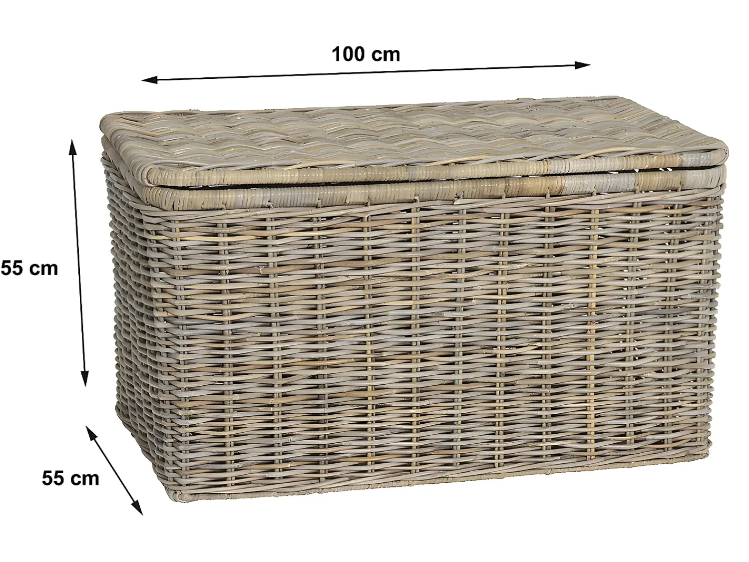 Acessórios De Arrumação|OZAIA Arca de arrumação em kubu TIMGAD - C100 x L55 x A55 cm - Cinza Cinzento