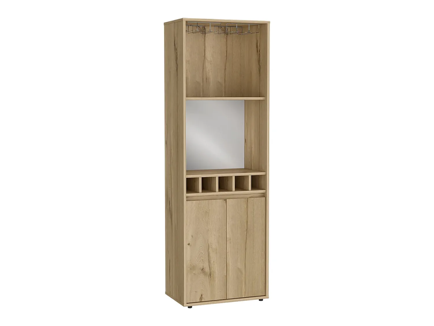 TuHome Armário bar em melamina Prana com 4 prateleiras, 2 portas, 4 suportes para garrafas e 6 suportes para copos, , 180 cm X 58.4 cm X 37 cm^ Vitrina