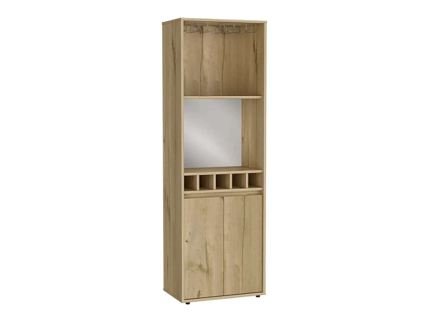 TuHome Armário bar em melamina Prana com 4 prateleiras, 2 portas, 4 suportes para garrafas e 6 suportes para copos, , 180 cm X 58.4 cm X 37 cm^ Vitrina