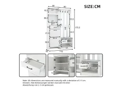 New Hauss Spole Armário com 2 gavetas, 2 portas, banco e ganchos, painel perfurado 110x35x175,5cm Branco