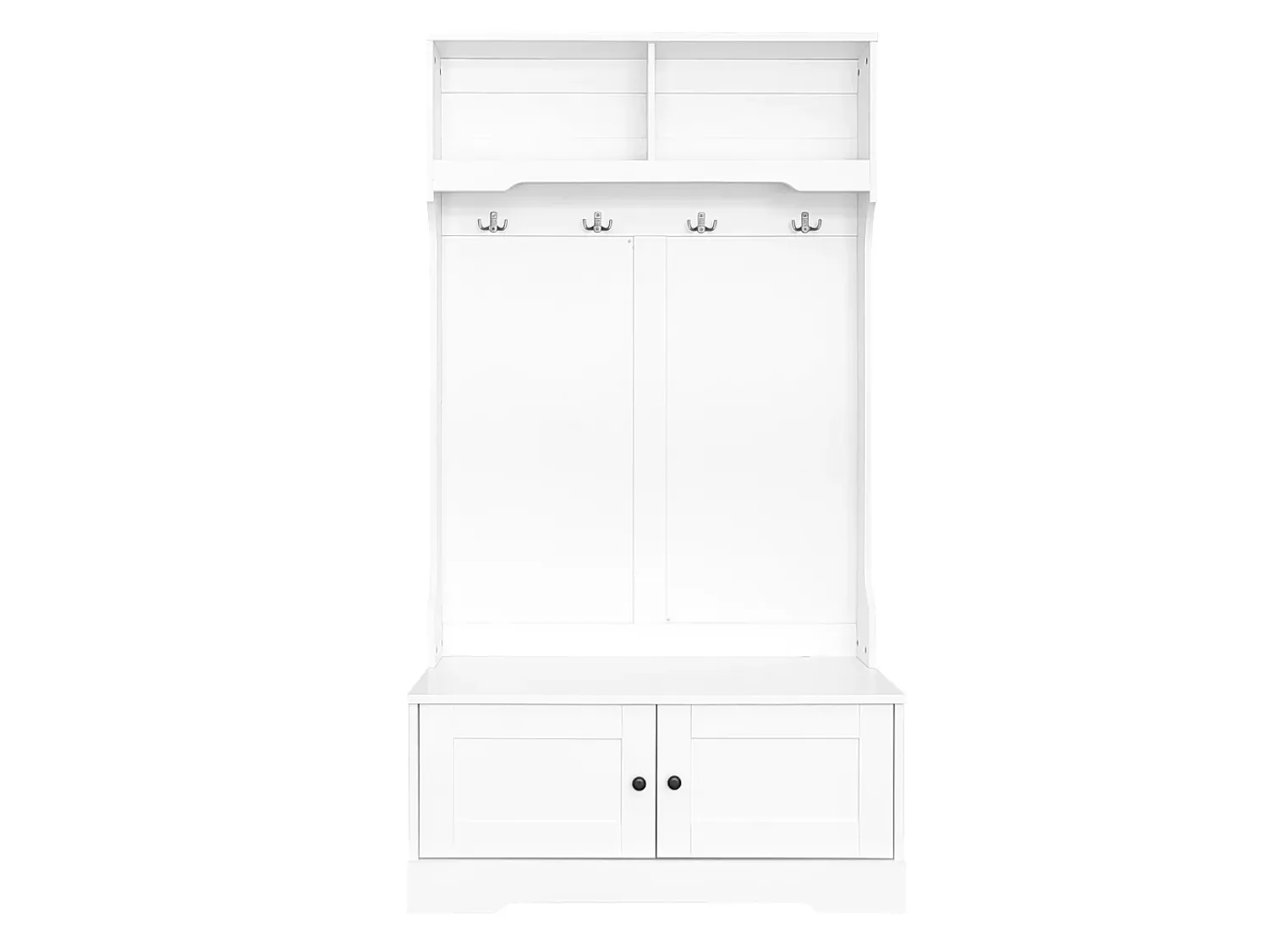 Móvel De Entrada|Hauss Spole Armário com 2 portas e 4 ganchos, em aglomerado, estilo minimalista. Branco