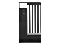Móvel De Entrada|Merax Armário com 3 gavetas, 1 porta e sapateira - 100 x 35 x 180 cm - MDF - Preto