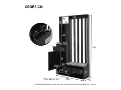 Móvel De Entrada|Merax Armário com 3 gavetas, 1 porta e sapateira - 100 x 35 x 180 cm - MDF - Preto
