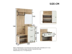 Móvel De Entrada|Merax Armário com espelho - 100 x 38,5 x 190 cm - com sapateira + 1 gaveta + 1 guarda-roupa - aglomerado - natural Natural claro