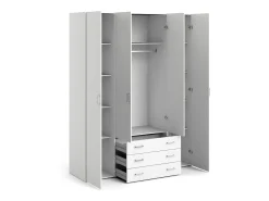 Online Dmora Armário com quatro portas e três gavetas, cor , mede 154 x 200 x 49 cm Branco