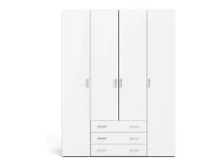 Online Dmora Armário com quatro portas e três gavetas, cor , mede 154 x 200 x 49 cm Branco