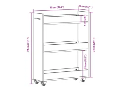 Móvel De Arrumação*vidaxl Armário com rodas 60x22x79 cm derivados de madeira Branco