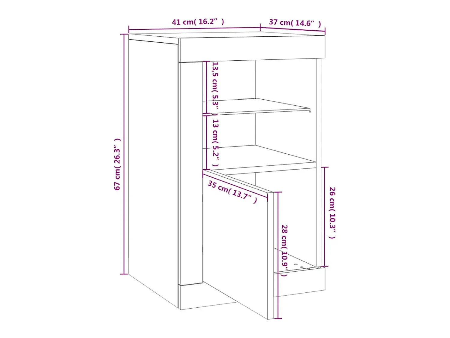 Vitrina*vidaxl Armário de apoio com luzes LED derivados de madeira Branco