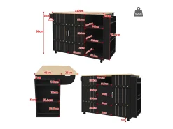 Merax Armário de cozinha com porta - 110 x 42 x 90 cm - carrinho de cozinha com 3 gavetas - MDF -^ Móvel De Arrumação