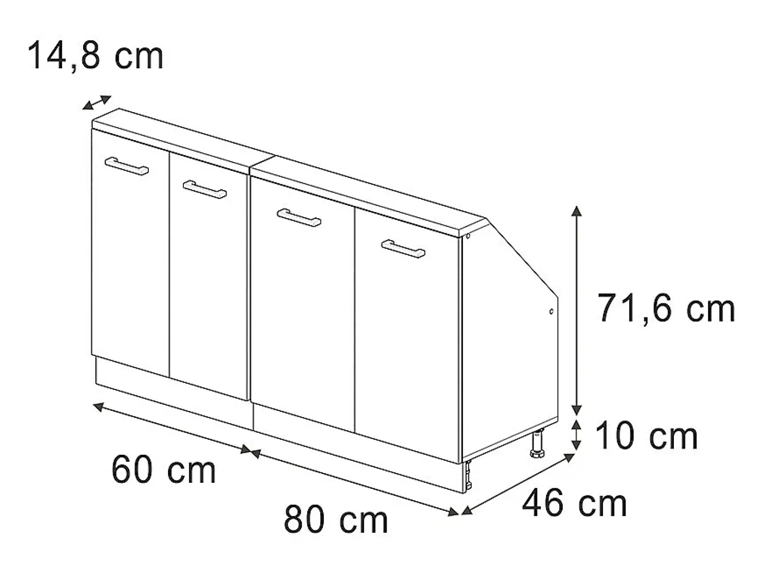 Discount Vicco Armário de cozinha para sótão inclinado sonoma 140x46x81.6 r-line Natural claro