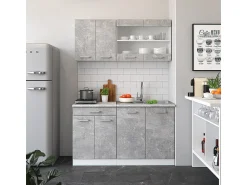 Móvel De Arrumação*Vicco Armário de cozinha para sótão inclinado betão 140x46x81.6 r-line Cinzento claro