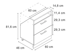 Vicco Armário de cozinha para sótão inclinado alto brilho 60x46x81.6 r-line^ Móvel De Arrumação