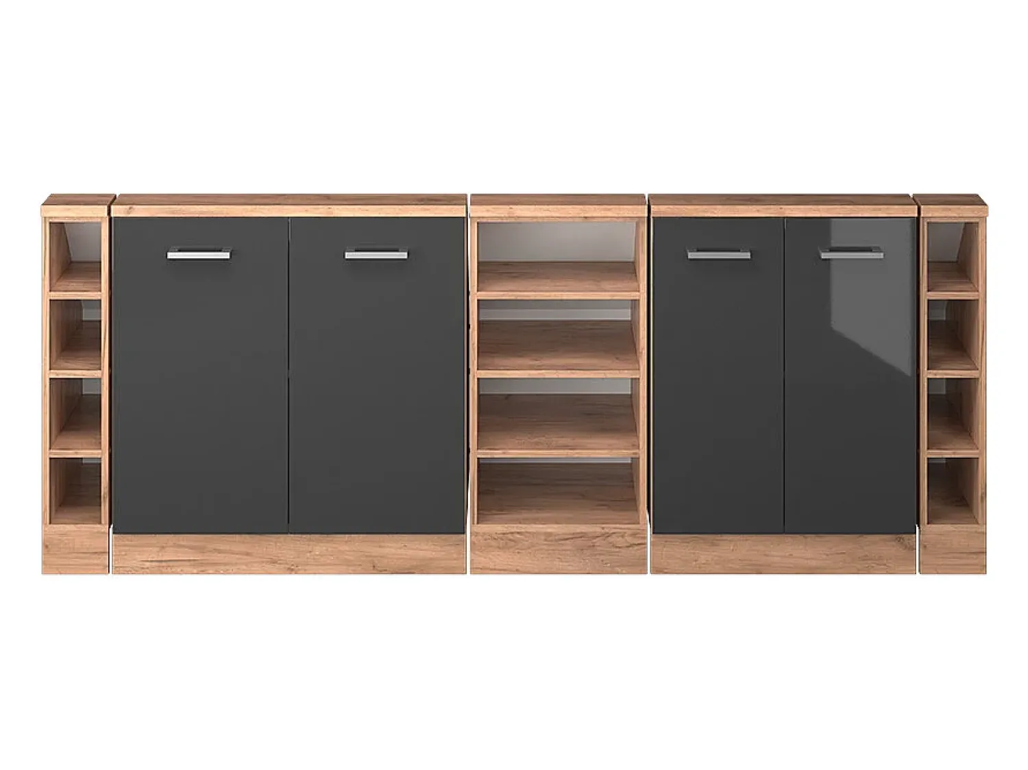 Móvel De Arrumação|Vicco Armário de cozinha para sótão inclinado antracite alto brilho 210x46x81.6 r-line Cinza antracite