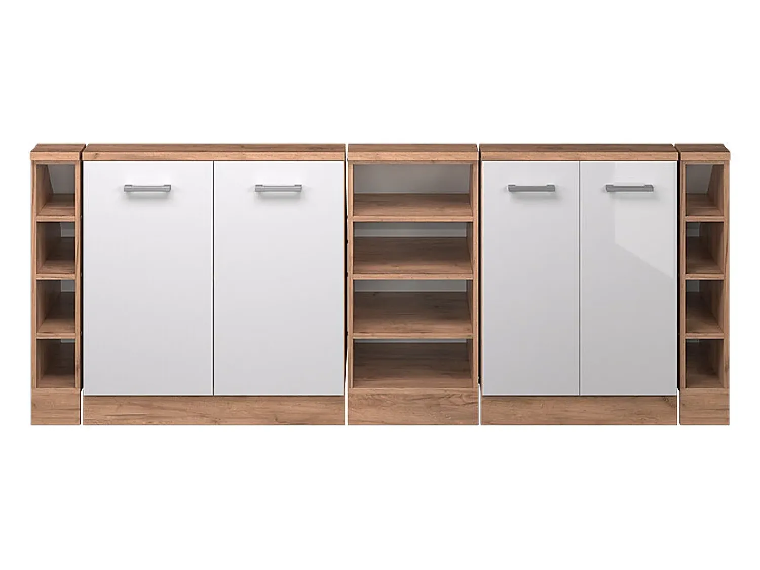 Best Vicco Armário de cozinha para sótão inclinado alto brilho 210x46x81.6 r-line Branco