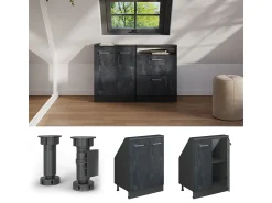 Sale Vicco Armário de cozinha para sótão inclinado concreto 60x46x81.6 r-line Preto