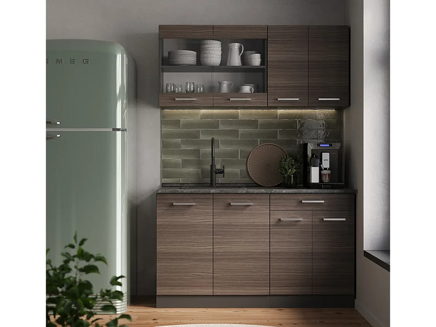 Móvel De Arrumação|Vicco Armário de cozinha para sótão inclinado cinza nobre 210x46x81.6 r-line Cinzento claro