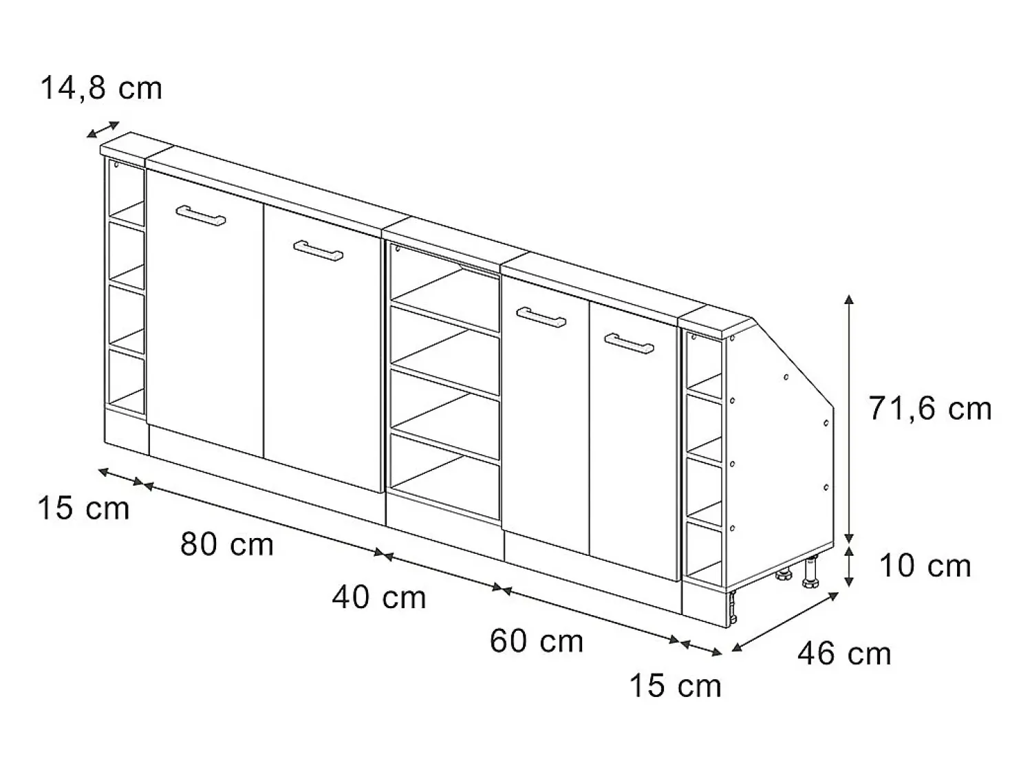 Móvel De Arrumação|Vicco Armário de cozinha para sótão inclinado cinza nobre 210x46x81.6 r-line Cinzento claro