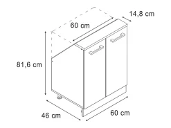 Vicco Armário de cozinha para sótão inclinado carvalho artesanal 60x46x81.6 r-line^ Móvel De Arrumação