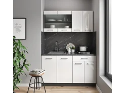 Vicco Armário de cozinha para sótão inclinado alto brilho 120x46x81.6 r-line^ Móvel De Arrumação