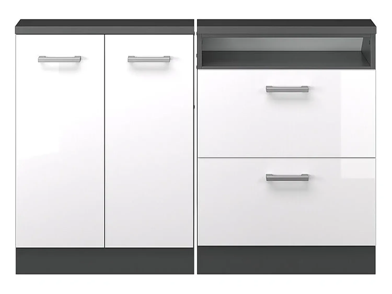 Vicco Armário de cozinha para sótão inclinado alto brilho 120x46x81.6 r-line^ Móvel De Arrumação