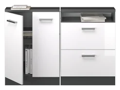 Vicco Armário de cozinha para sótão inclinado alto brilho 120x46x81.6 r-line^ Móvel De Arrumação