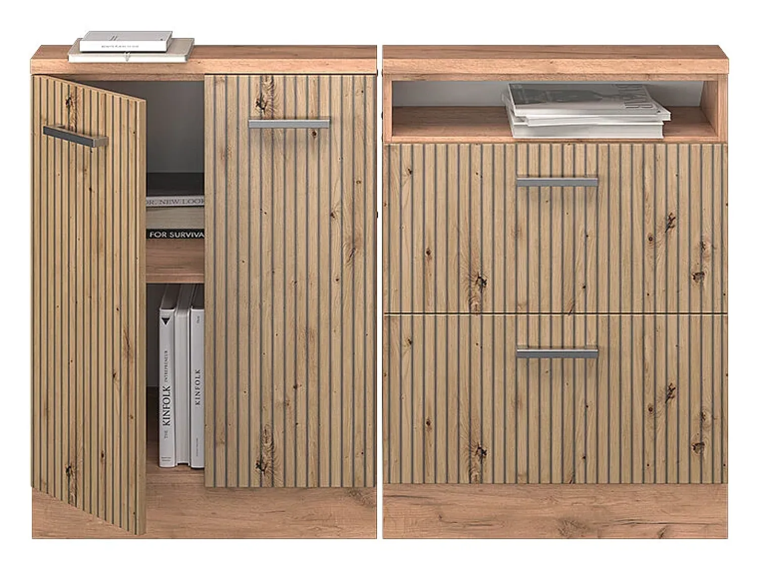 Móvel De Arrumação*Vicco Armário de cozinha para sótão inclinado carvalho artesanal 120x46x81.6 r-line Natural claro