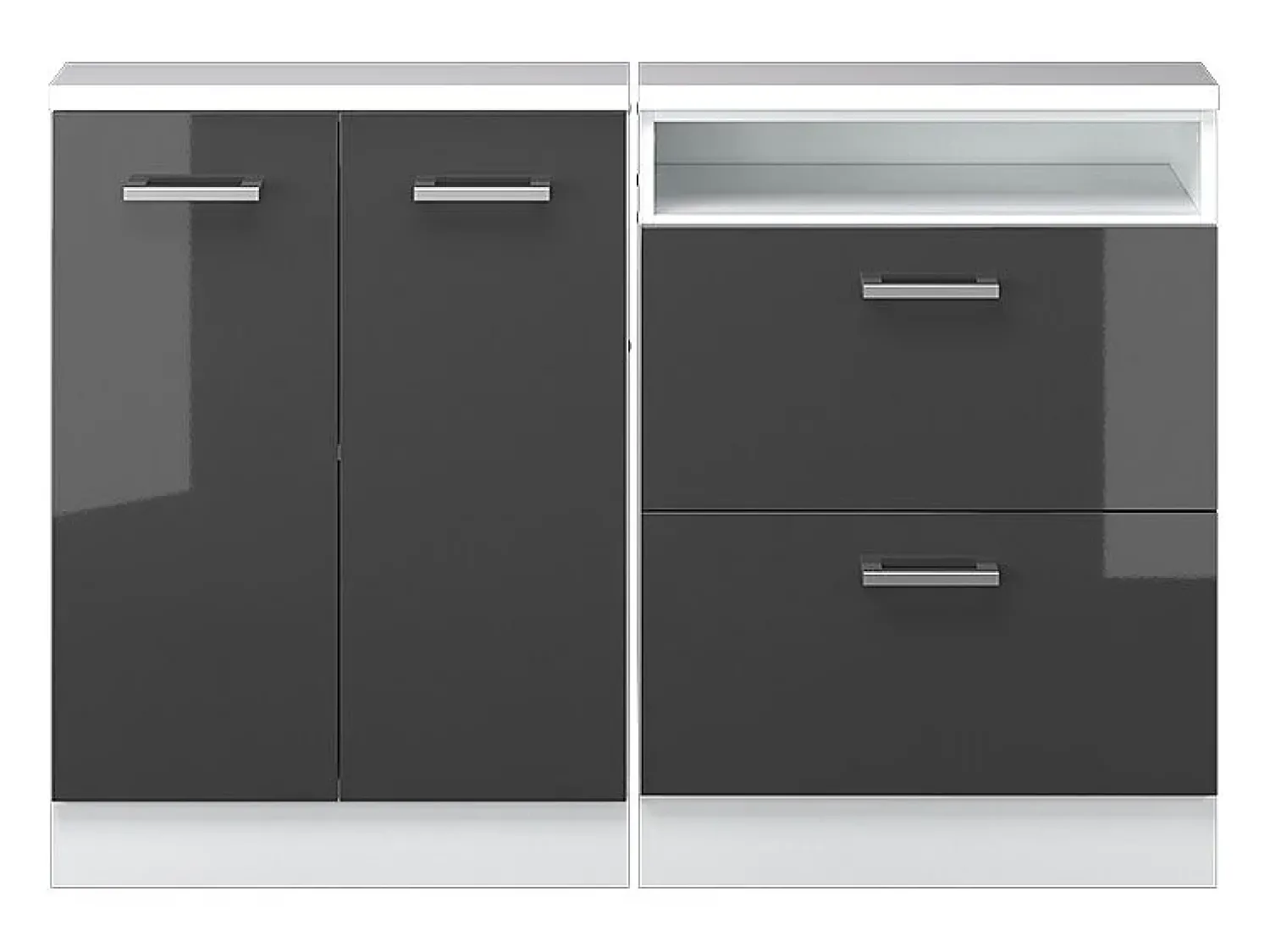Vicco Armário de cozinha para sótão inclinado antracite alto brilho 120x46x81.6 r-line^ Móvel De Arrumação
