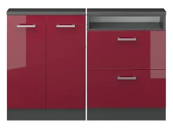 Móvel De Arrumação|Vicco Armário de cozinha para sótão inclinado alto brilho 140x46x81.6 r-line Vermelho