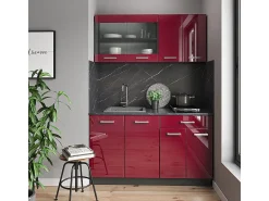 Móvel De Arrumação|Vicco Armário de cozinha para sótão inclinado alto brilho 140x46x81.6 r-line Vermelho