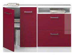 Móvel De Arrumação*Vicco Armário de cozinha para sótão inclinado brilhante/branco 120x46x81.6 r-line Vermelho