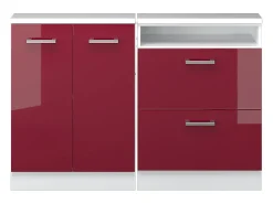 Móvel De Arrumação*Vicco Armário de cozinha para sótão inclinado brilhante/branco 120x46x81.6 r-line Vermelho